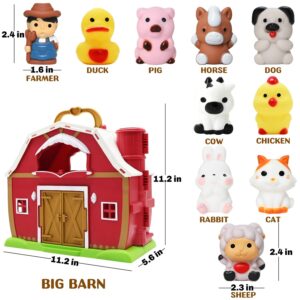 Big Red Barn Farm Animal Toy for 1 2 3 Years Old Toddlers, Preschool Montessori Learning Toys, Pretend Farm Playset with Animal Finger Puppets & Farmer, Christmas Birthday Gift for Boys Girls