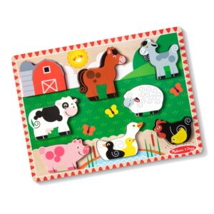 melissa & doug farm wooden chunky puzzle (8 pcs) - fsc certified