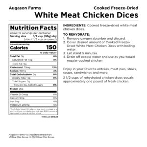 Augason Farms Freeze-Dried White Meat Chicken 100% Real Precooked Chicken Long-Term Food Storage Large Can, 16 oz