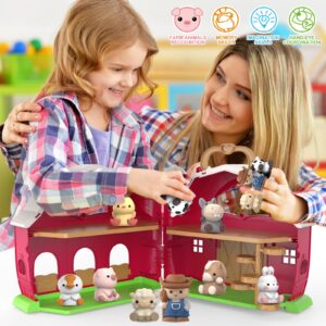 AuroTops Toys for 1 2 3 Years Old Boys and Girls, Big Barn Toy with Farm Animal, Preschool Montessori Toy, Farm Pretend Playset with Big Red Barn & Farmer, Easter Gift Toy for Toddlers