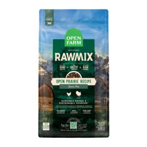 open farm rawmix prairie recipe for cats, includes kibble, bone broth, and freeze dried raw, inspired by the wild, humanely raised protein and non-gmo fruits and veggies, 8 lb