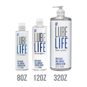 Lube Life Water-Based Anal Lubricant, Personal Backdoor Lube for Men, Women and Couples, Non-Staining, 8 Fl Oz