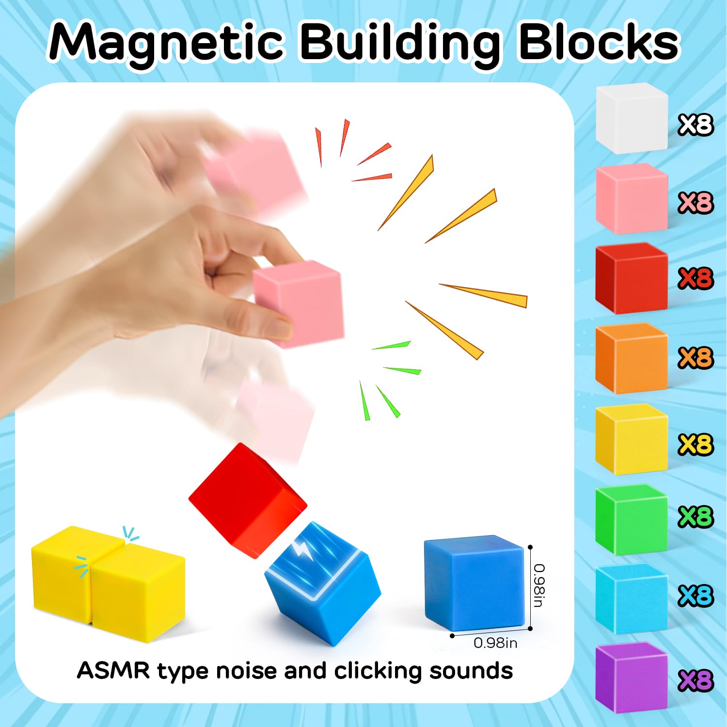 TOY Life 64 Pcs Magnetic Blocks Magnetic Building Blocks Magnetic Blocks for Toddlers Age 3-5 Magnetic Blocks for Kids Ages 4-8 STEM Magnetic Blocks for Kids Ages 3-5 Learning Building Toys