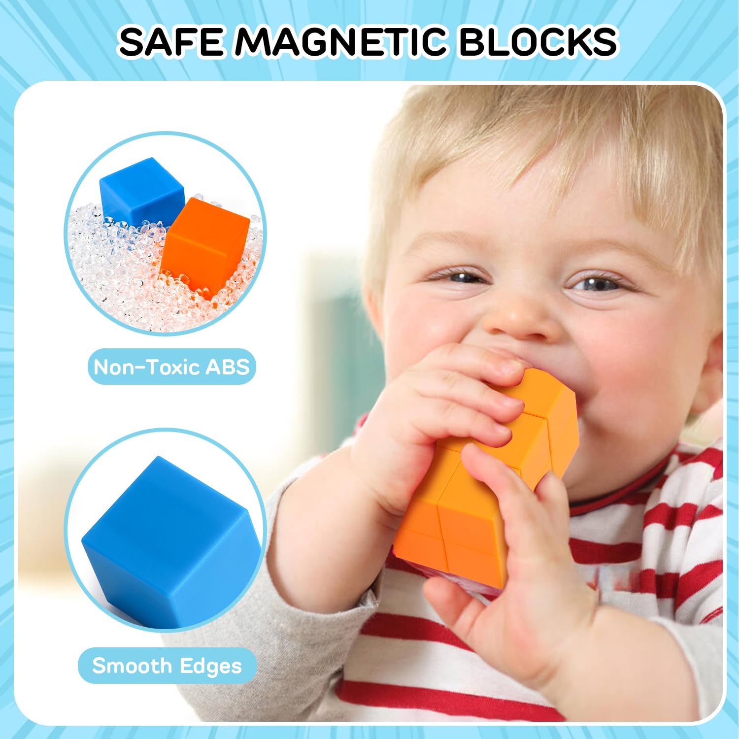 TOY Life 64 Pcs Magnetic Blocks Magnetic Building Blocks Magnetic Blocks for Toddlers Age 3-5 Magnetic Blocks for Kids Ages 4-8 STEM Magnetic Blocks for Kids Ages 3-5 Learning Building Toys