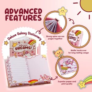 Unicorn Journal Stationary Set, Unicorns Gifts For Girls Age 5 6 7 8 9 10 12 Year Old, Big Cute Stationery Writing Pink Sticker Art, Kid Diary Notebook Pen Set, DIY Journaling Kit, Kawaii Toys