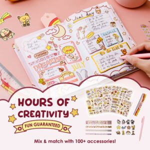 Unicorn Journal Stationary Set, Unicorns Gifts For Girls Age 5 6 7 8 9 10 12 Year Old, Big Cute Stationery Writing Pink Sticker Art, Kid Diary Notebook Pen Set, DIY Journaling Kit, Kawaii Toys