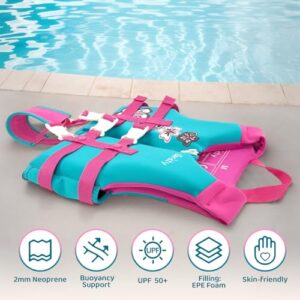 Zeraty Toddler Swim Vest Neoprene Kids Float Jacket Swimming Aid for Children with Adjustable Safety Strap Age 2-9+ Years/36-88Lbs