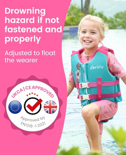 Zeraty Toddler Swim Vest Neoprene Kids Float Jacket Swimming Aid for Children with Adjustable Safety Strap Age 2-9+ Years/36-88Lbs