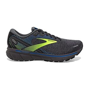 Brooks Ghost 14 Sneakers for Men Offers Soft Fabric Lining, Plush Tongue and Collar, and L Lace-Up Closure Shoes Black/Blue/Nightlife 9 D - Medium