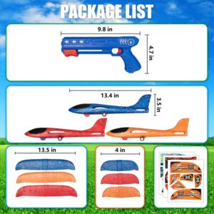 Funmas 3 Pack Airplane Launcher Toys, 2 Flight Modes Throwing Foam Glider Catapult Plane, Outdoor Flying Game Outside Toys for Ages 3 4 5 6 7 8 9 10 11 12 Years Old Boys Girls Kids Birthday Gifts