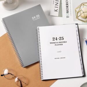 2024-2025 Planner - Weekly and Monthly Planner 2024-2025, 9” × 11”, Planner 2024-2025 from JUL. 2025 to JUN. 2025, Inner Pocket, Premium Paper, Twin-wire Binding, Make Life Productive - Gray