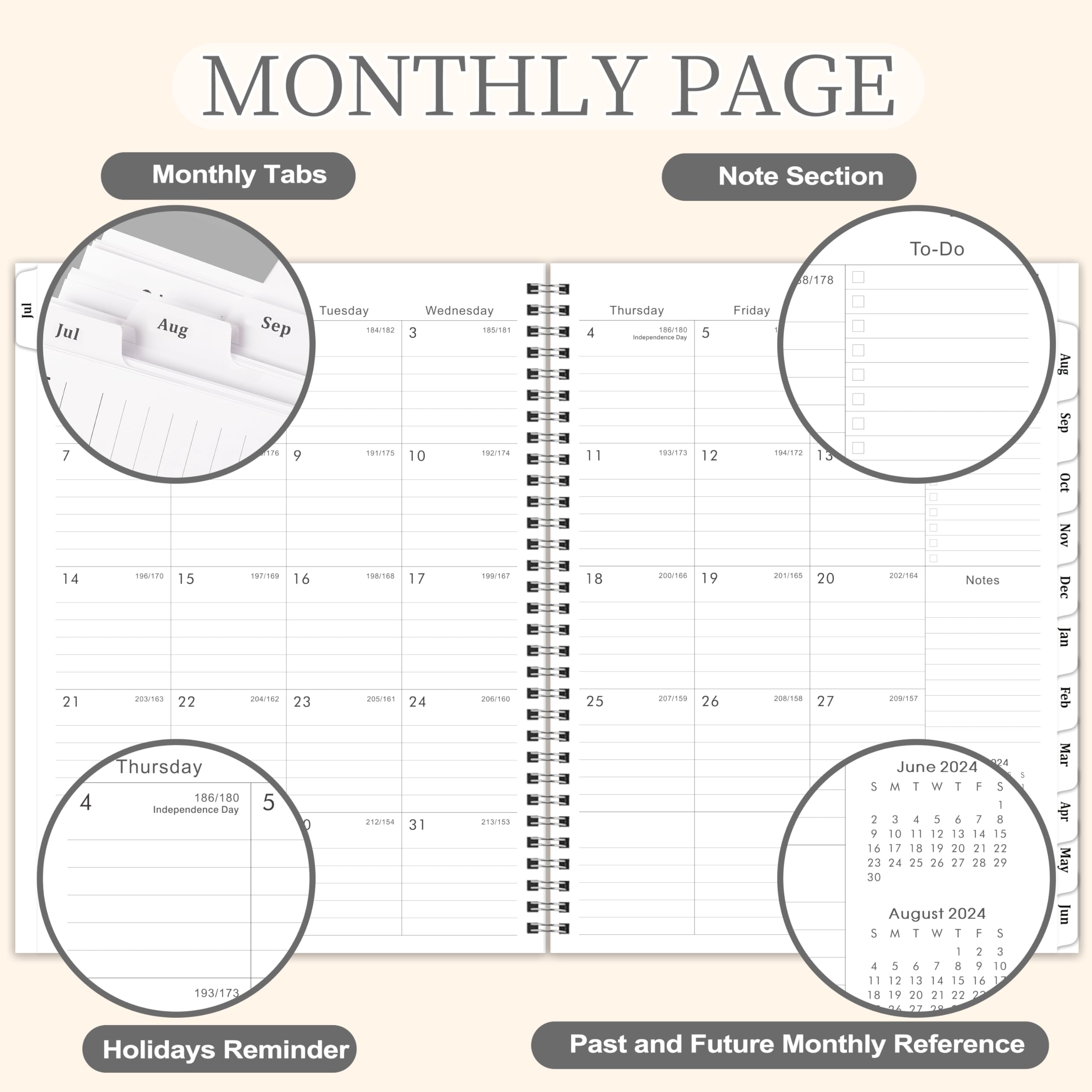 2024-2025 Planner - Weekly and Monthly Planner 2024-2025, 9” × 11”, Planner 2024-2025 from JUL. 2025 to JUN. 2025, Inner Pocket, Premium Paper, Twin-wire Binding, Make Life Productive - Gray