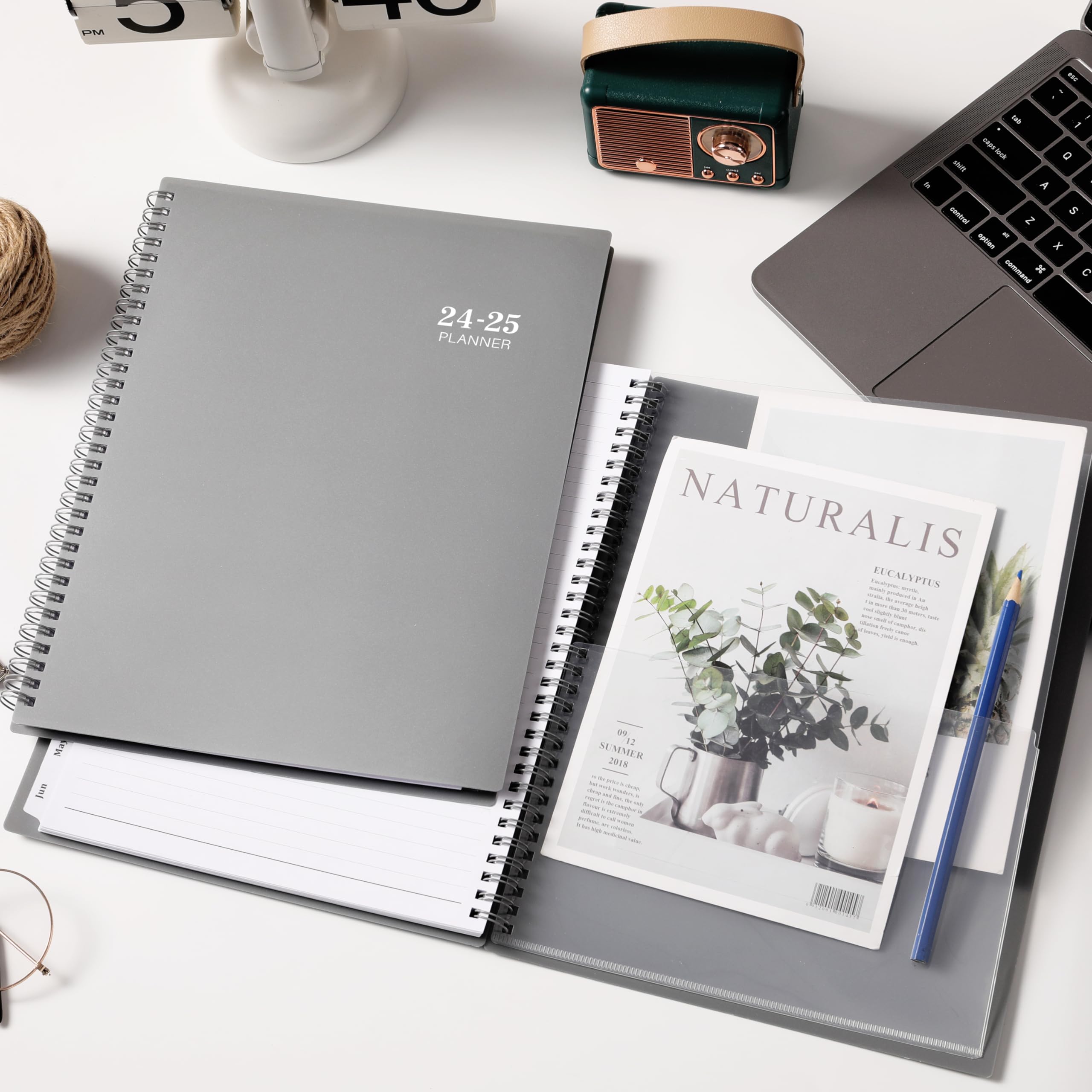 2024-2025 Planner - Weekly and Monthly Planner 2024-2025, 9” × 11”, Planner 2024-2025 from JUL. 2025 to JUN. 2025, Inner Pocket, Premium Paper, Twin-wire Binding, Make Life Productive - Gray