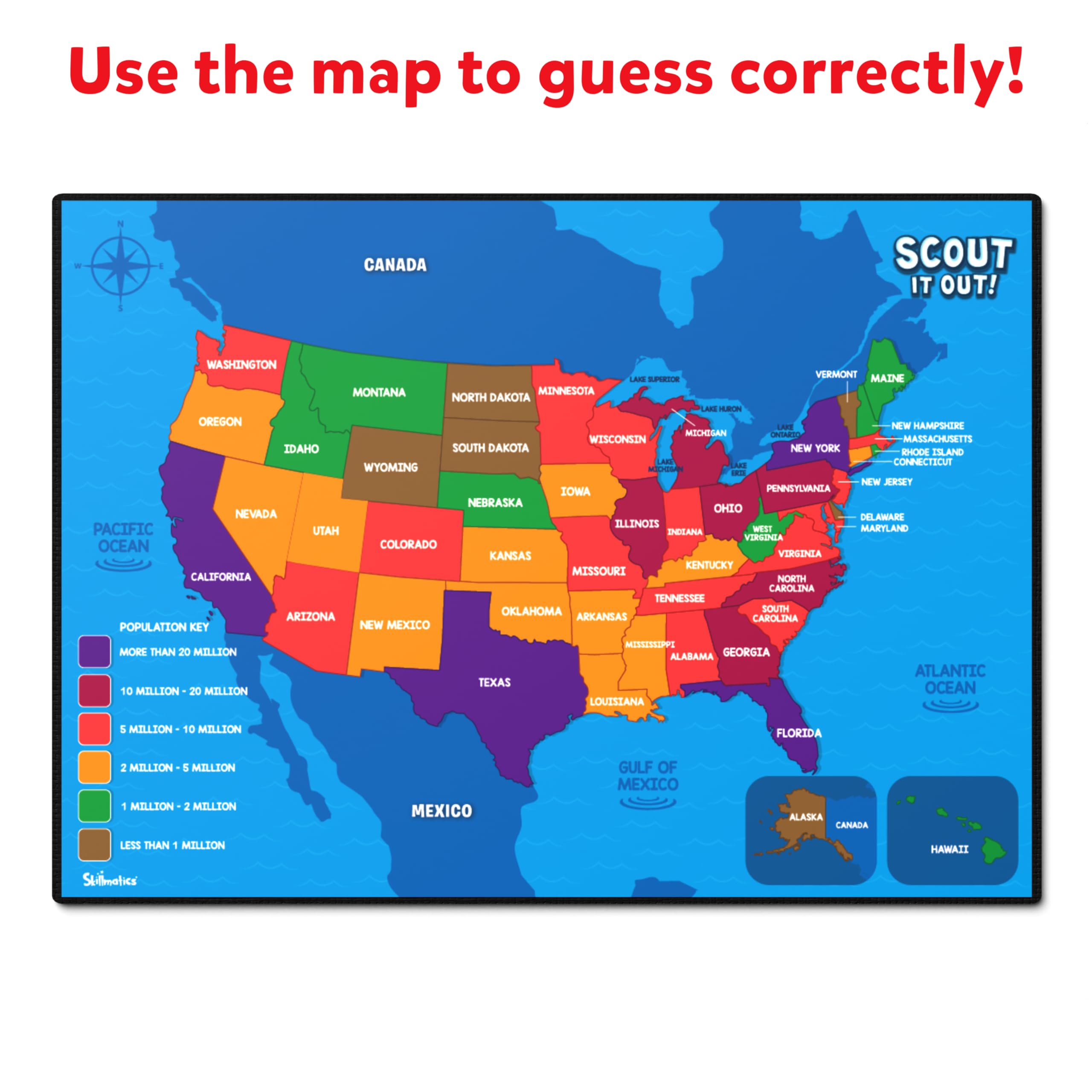 Skillmatics Board Game - Scout It Out 50 States, Guessing & Trivia Game for Families, Educational Toys, Card Games for Kids, Teens and Adults, Gifts for Boys and Girls Ages 7, 8, 9 and Up