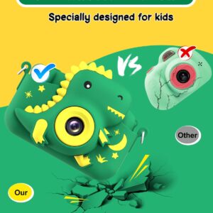 Kids Camera, Dinosaur Toddler Digital Camera for Ages 3-12 Boys Girls Childrens, Christmas Birthday Gifts, Selfie 1080P HD Video Camera for 3 4 5 6 7 8 9 Years Old Boys Girls Toys Gifts