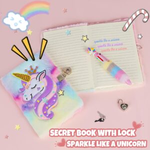 Decostatue Unicorn Gifts for Girls Age 6-8 - 10pcs Birthday Gift Box for 3 4 5 6 7 8 9 10 11 12 Year Old Toddler Girl for Girls with Unicorns Blanket for Teen girl Trendy 2024