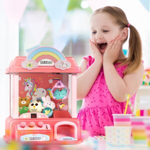 DOLIVE Claw Machine for Kids, Mini Vending Machines Arcade Candy Indoor Claw Game Prizes Toy, Electronic Pink Cool Fun Things Small Christmas Toys for Girls, Gifts for Girl 5 6 7 8 9 10 Year Old