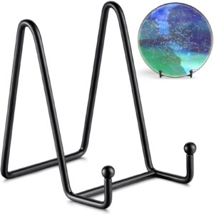 tr-life 4 pack 4.5 inch plate stands for display - plate holder display stand + metal frame holder stand for picture, decorative plate, book, photo easel (black 4 pack)