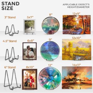 TR-LIFE 4 Pack 4.5 Inch Plate Stands for Display - Plate Holder Display Stand + Metal Frame Holder Stand for Picture, Decorative Plate, Book, Photo Easel (Black 4 Pack)