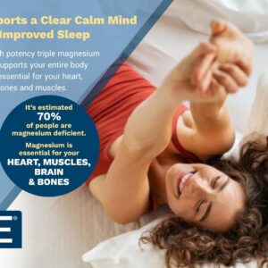 Magnesium Triple Complex Supplement: with Glycinate, Malate, and Citrate. Enhance Sleep and Brain Function Naturally. 90 Capsules