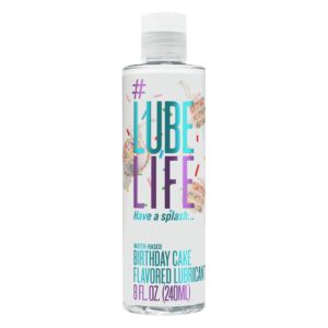 lube life water-based birthday cake flavored lubricant, personal lube for men, women and couples, made without added sugar, 8 fl oz