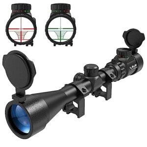 uuq 3-9×40 rifle scope with red/green illumination and rangefinder reticle - includes batteries, fits 20mm free mounts, waterproof and fog-proof,for hunting,airsoft and pellet guns