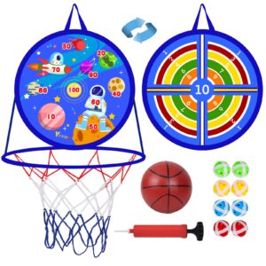 Dart Board for Kids, Basketball Hoop for Kids Toddlers, Sports & Outdoor Play Toys, Kids Toys, Boy Toys, Birthday Gift Toy for 3 4 5 6 7 8 9 10 11 12 Year Old Boys Girls, Easter Gifts Party Favors