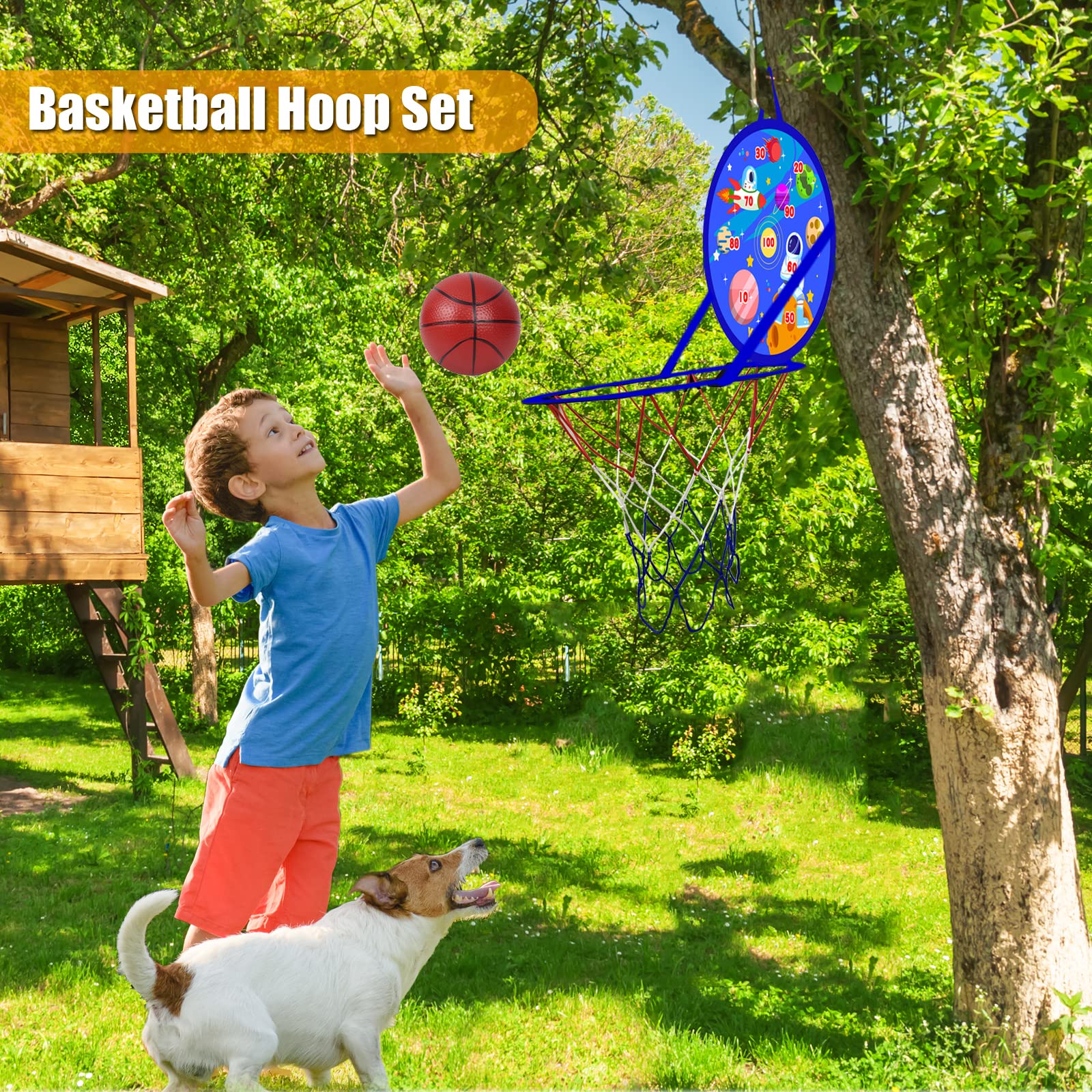 Dart Board for Kids, Basketball Hoop for Kids Toddlers, Sports & Outdoor Play Toys, Kids Toys, Boy Toys, Birthday Gift Toy for 3 4 5 6 7 8 9 10 11 12 Year Old Boys Girls, Easter Gifts Party Favors