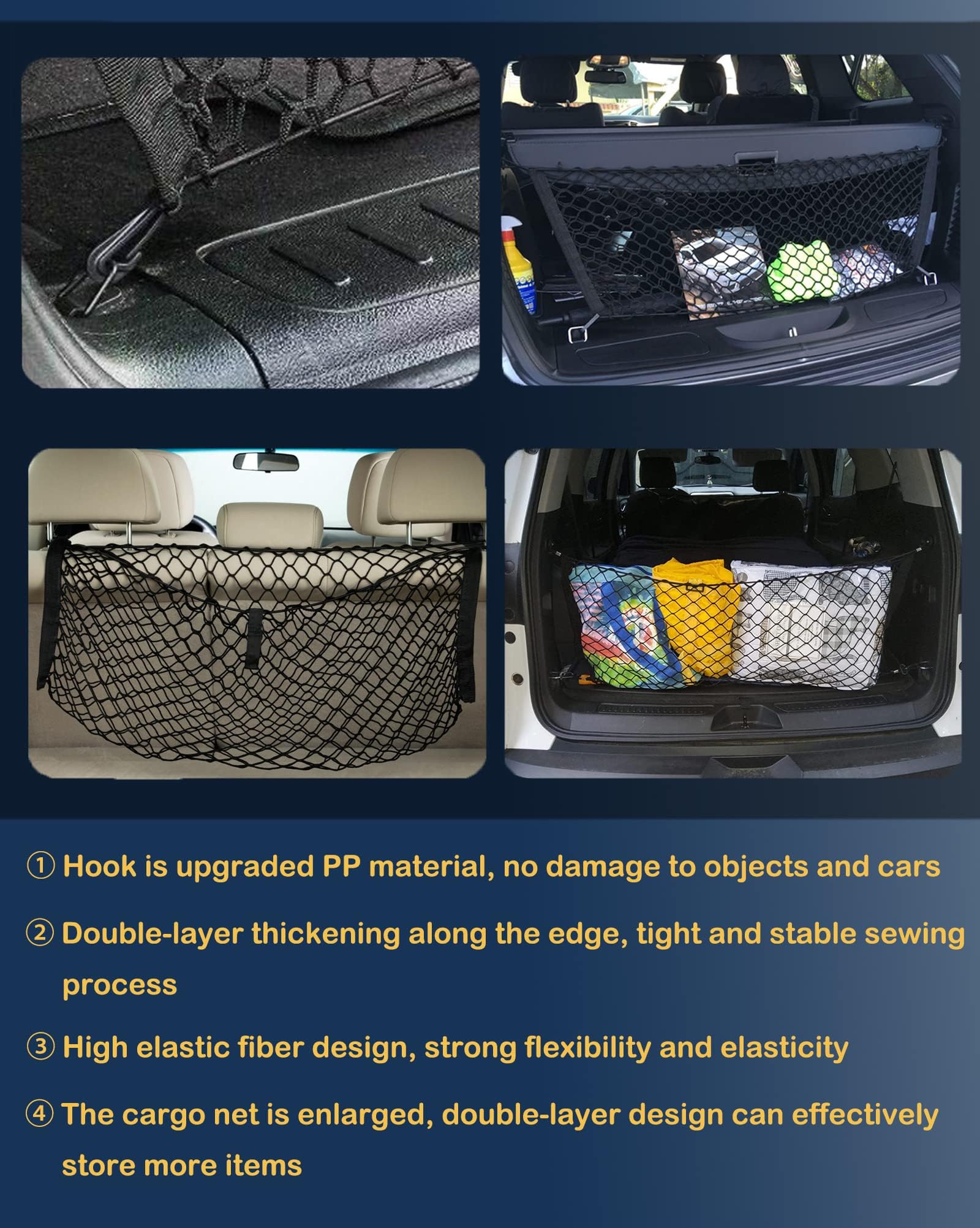 Trunk Cargo Trunk Net Compatible with Mazda CX-9 CX9 CX 9 New 2024 2023 2022 2021 2020 2019 2018 2017 2016 2015 2014 2013 2012 2011 2010 2009 2008 2007 Car Rear Nylon Mesh Tailgate Netting