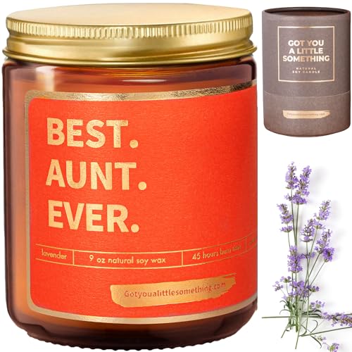 Gifts for Aunt - Best Aunt Ever, Lavender Scented Candle, Soy Wax | Empowering Aunt Birthday Gifts from Niece or Nephew | BAE Cool Favorite Auntie Bday Present | Aunt Candle, 9oz