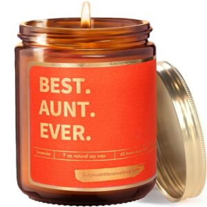 Gifts for Aunt - Best Aunt Ever, Lavender Scented Candle, Soy Wax | Empowering Aunt Birthday Gifts from Niece or Nephew | BAE Cool Favorite Auntie Bday Present | Aunt Candle, 9oz