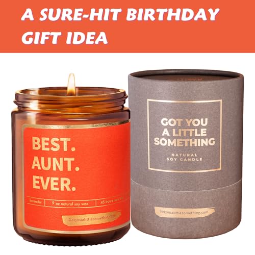 Gifts for Aunt - Best Aunt Ever, Lavender Scented Candle, Soy Wax | Empowering Aunt Birthday Gifts from Niece or Nephew | BAE Cool Favorite Auntie Bday Present | Aunt Candle, 9oz