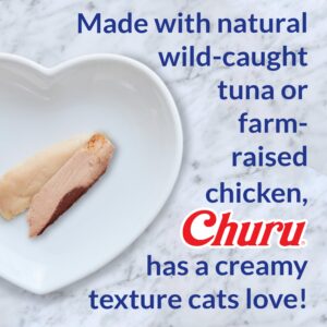 INABA Churu Cat Treats, Grain-Free, Lickable, Squeezable Creamy Purée Cat Treat/Topper with Vitamin E & Taurine, 0.5 Ounces Each, 40 Tubes, Tuna & Seafood Variety Box