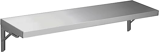 Express KitchQuip 12" x 48" Stainless Steel Folding Wall Shelf - Food Truck, Kitchen, Restaurant, Laundy, Garage and Utility Room