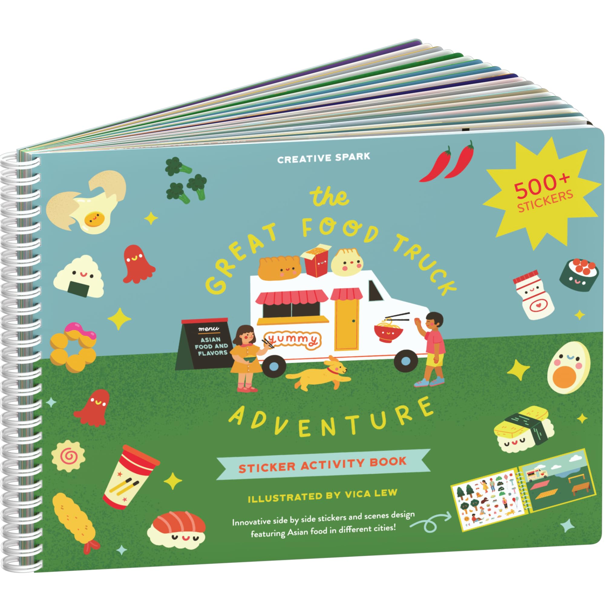 Food Truck Sticker + Coloring Book (500+ Stickers & 12 Scenes) by Cupkin - Side by Side Sticker Adventure Time Activity Books for Kids Ages 4-8 - The Adventure Book for Older Boys & Girls Ages 8-10