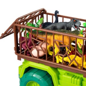 TEMI Dinosaur Truck Toy for Kids 3-5 Years, Triceratops Transport Car Carrier with 8 Dino Figures, Activity Play Mat, Dino Eggs and Trees, Capture Jurassic Dinosaurs Play Set for Boys and Girls