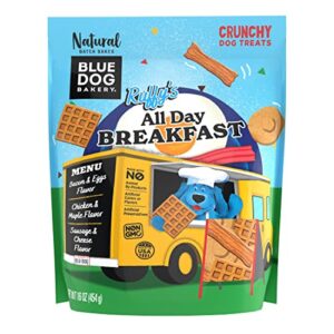 blue dog bakery natural, ruffy's food truck all day breakfast crunchy dog treats, made in usa, (1) 16-ounce bag