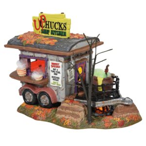 department 56 snow village halloween haunted wheels food truck upchuck's soup kitchen lit figurine, 5.75 inch, multicolor