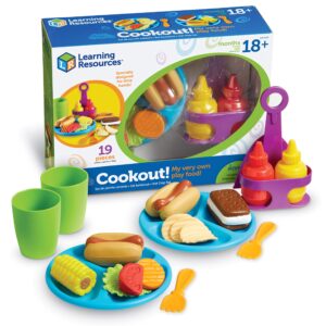 learning resources new sprouts cookout! ,19 pieces, ages 18+ months, barbecue set, pretend play food for toddlers