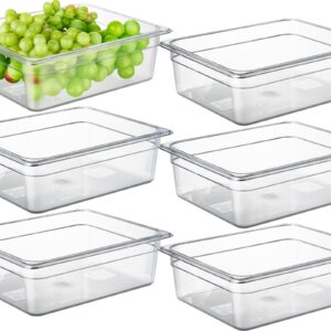 CURTA 6 Pack NSF Food Pans, Half Size 4 Inch Deep, Commercial Polycarbonate Plastic Clear Freezer-Safe