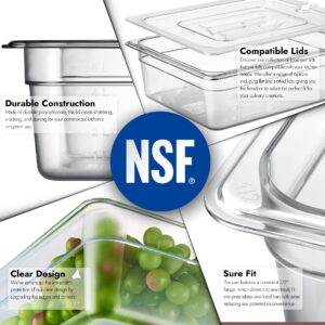 CURTA 6 Pack NSF Food Pans, Half Size 4 Inch Deep, Commercial Polycarbonate Plastic Clear Freezer-Safe