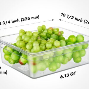 CURTA 6 Pack NSF Food Pans, Half Size 4 Inch Deep, Commercial Polycarbonate Plastic Clear Freezer-Safe