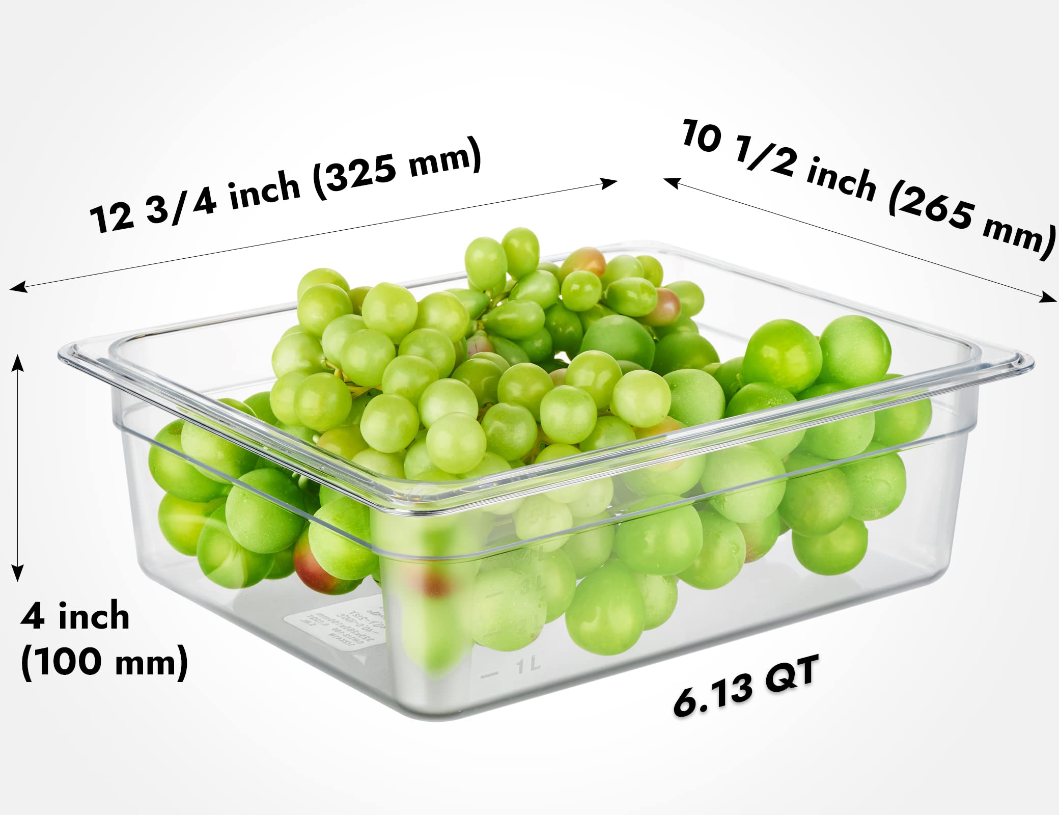 CURTA 6 Pack NSF Food Pans, Half Size 4 Inch Deep, Commercial Polycarbonate Plastic Clear Freezer-Safe