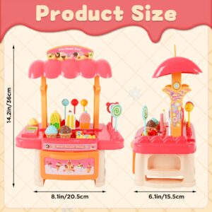 deAO Ice Cream Toy Stand Play Set for Boys& Girls, Educational Ice Cream Counter Deluxe Playset, Desserts Cake Ice Cream and Candy Pretend Play Food Sets, Birthday for Kids Aged 3-12