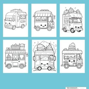 Cute Food Truck Coloring Book For Kids: A Kawaii Coloring Book For Toddlers