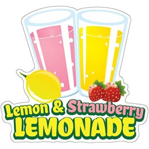 signmission lemon and strawberry lemonade concession stand food truck sticker, decal size: 12"