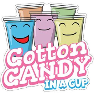 signmission cotton candy in a cup concession stand food truck sticker, decal size: 8"