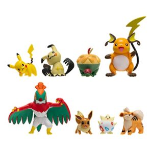 Pokémon Battle Figure 8 Pack - Features 2-Inch Pikachu, Eevee, Appletun, Growlithe, Mimikyu, Togepi, 3-Inch Raichu & Hawlucha - Authentic Details