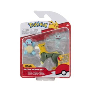 Pokemon PKW0180 3 Pack-Features 2 Squirtle, Machop & 3-Inch Boltund Battle Figures-Authentic Details, Multi