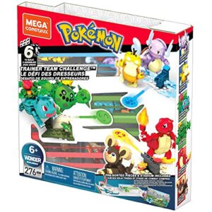 MEGA Pokémon Action Figure Building Toys Set for Kids, Trainer Team Challenge with 276 Pieces, 6 Poseable Characters and Accessories